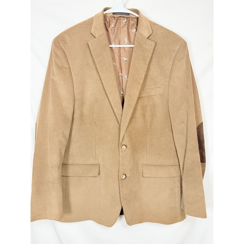 Lauren Ralph Lauren Mens Corduroy Blazer Sport Coat 42R Tan Brown Elbow Patches